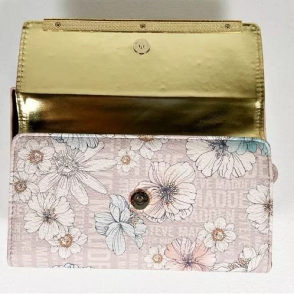STEVE MADDEN Blush Floral Trifold Wallet Wristlet | NWOT Authentic - Picture 5 of 13